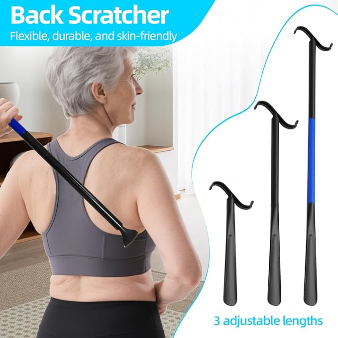 Sock Aids for Putting On Socks, Sock Assistant Device No Bending for Easy Dressing, Sock Helper Tool with Adjustable Extended Shoe Horn Long Handle, Back Scratcher for Seniors, Disabled, Pregnant