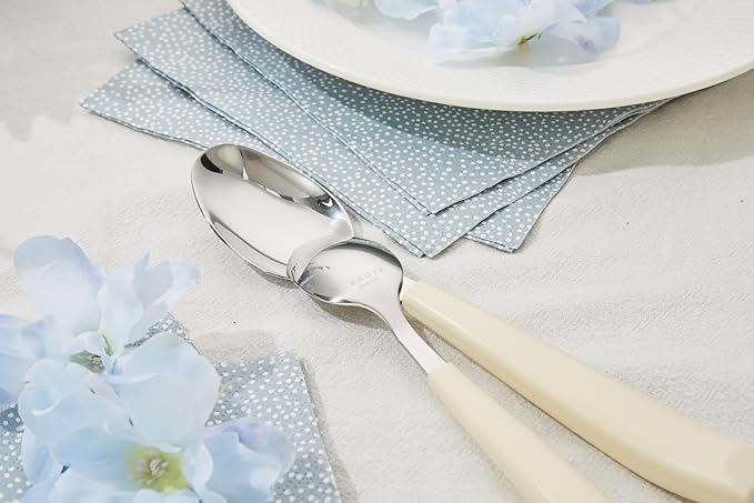ANNOVA Silverware Set Stainless Steel Colorful Handle Tableware Kitchen Flatware Set Utensils, Includes Dinner Knives, Forks, Spoons, Salad Forks & Dessert Spoons (Cream, 20 Pieces)
