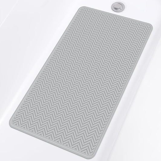 OTHWAY Bathtub Mat Non Slip, 27" x 17" Bath Mat for Tub, Machine Washable Shower Anti Slip Mat with 246 Strong Suction Cups (A Little Grey)