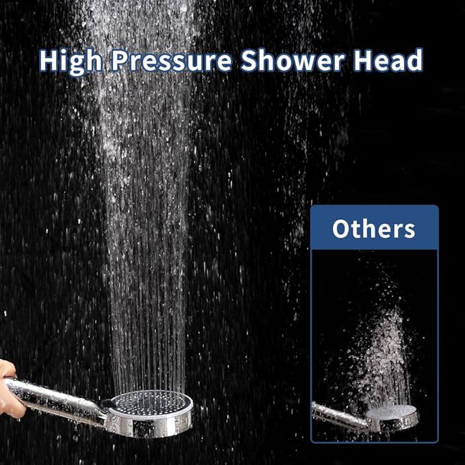 Handheld Shower Head, High Pressure Shower Head With 80" Hose And Adjustable Bracket, Anti-Clog Nozzles, 5 Spray Setting Showerhead, Chrome