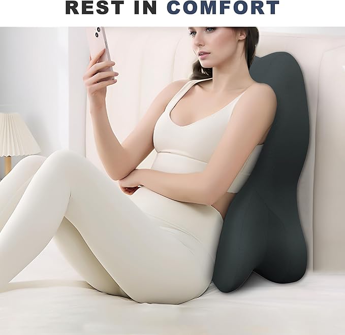 Memory Foam Ergonomic Wedge Pillow, Prone Pillow for Sleeping, Reading Pillow for Bed, Ergonomic Support for Back Pain & Sitting Up, Ideal for Massage, with Removable Cover