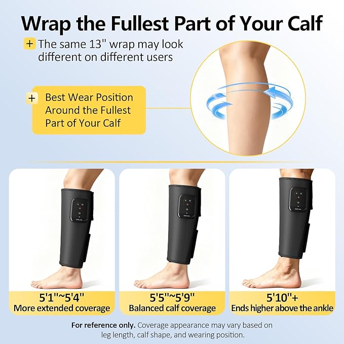 Comfytemp Cordless Calf Massager for Circulation and Pain Relief, FSA Eligible HSA, Portable Leg Compression Massager for Edema, RLS, Varicose Veins, Ideal Gift for Mom Dad Seniors (Fit Calf 13"~18")