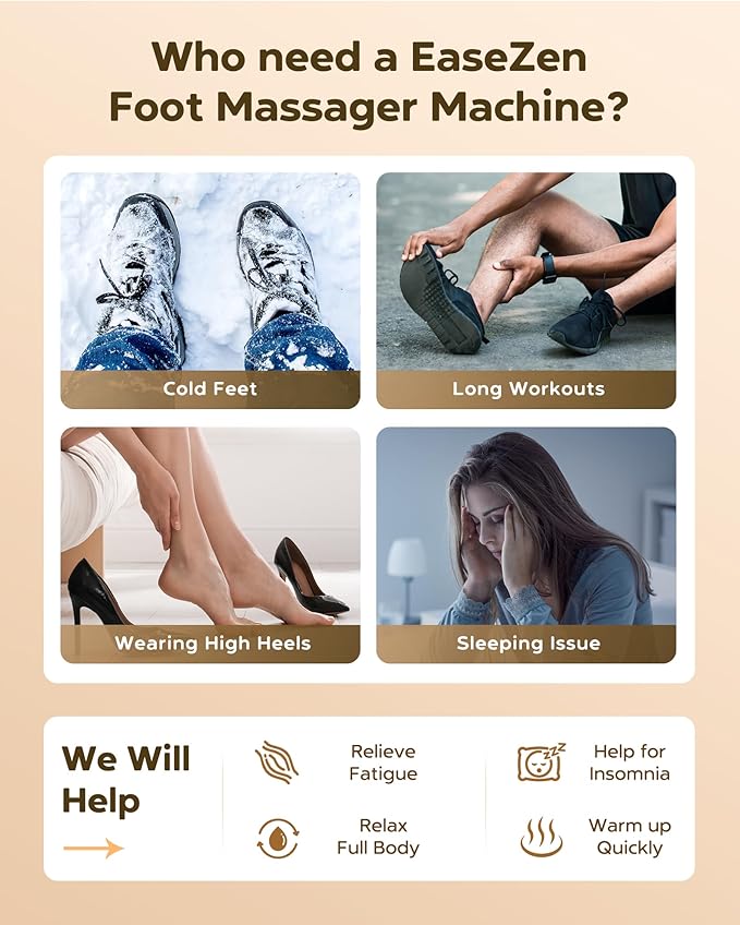 EaseZen Shiatsu Foot Massager with Heat & Remote, 2026 Upgraded Deep Kneading Foot Massager for Plantar Fasciitis, Neuropathy & Tired Feet, Fits Up to Size 14, Gifts for Mom