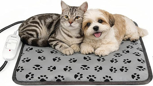 Cat Heating Pad – 18x18 in Self-Warming Pet Bed, Electric Heated Dog & Cat Pad, Waterproof, Temperature Adjustable, Fast Heating, Safe Thermostat, for Kittens Puppies Small Pets