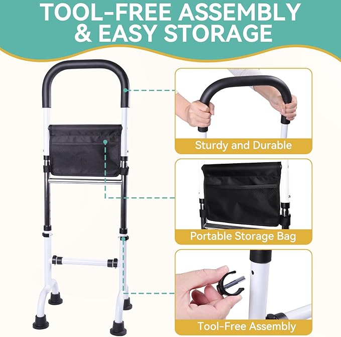 Stand Assist Aid for Elderly, Adjustable Safty Mobility Aids Rail for Couch Chair Toilet, Non-Slip Standing Assist Device with Heavy-Duty Steel Frame, Sit to Stand Support for Seniors