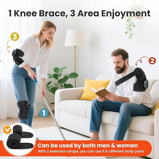 Cordless Heated Knee Massager with Vibration, FSA Eligible HSA Heated Knee Brace Wrap, Heating Shoulder Brace for Knee Elbow with 6 Heating Levels, 3 Massage Modes&Timer 2 Pack