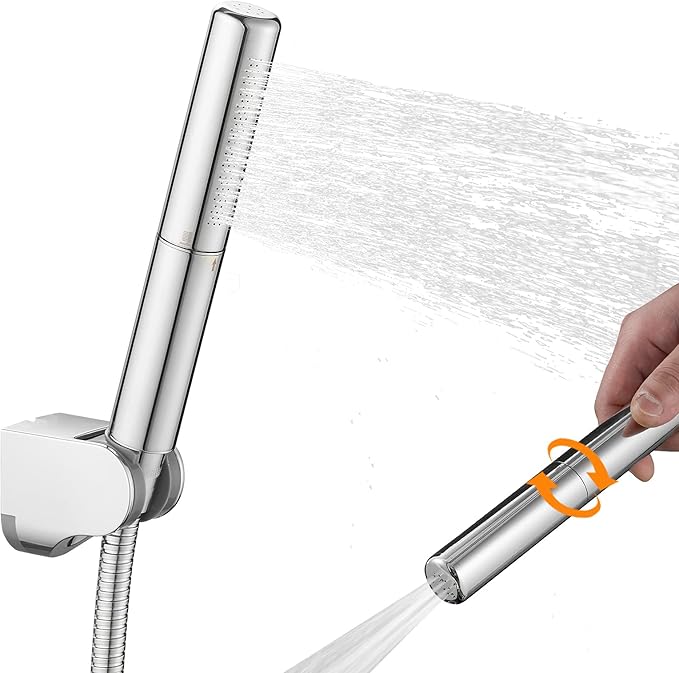 BESy Chrome Brass 2 In 1 Function Handheld Shower Head Set High Pressure 7 Inch Shower Head High Flow Hand Shower Wand with 59 Inch Hose, Bracket, Chrome Finish