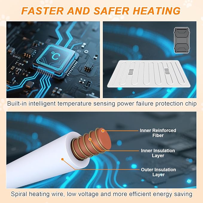 GOLOPET Large Dog Heating Pad 36×24 in for Dogs Smart Thermostat,Whelping Box for Dogs Metal Tube Waterproof Shell with Plush Cotton Cover Puppy Whelping Supplies -Apricot