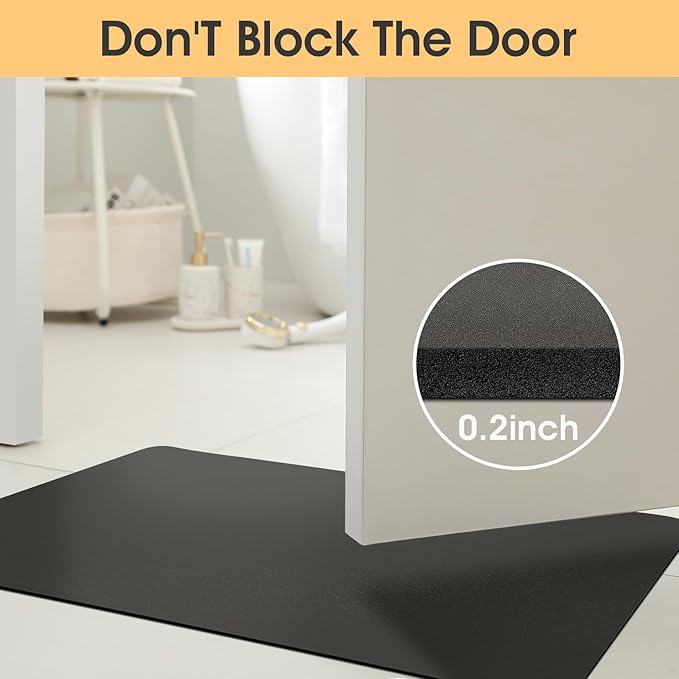 ACCUMTEK Non Slip Bath Mat, Thin Bathroom Rugs Fit Under Door, Quick Dry Bath Mats, Machine Washable Bath Rugs for Bathroom, Bathtub & Kitchen, Bathtub, Charcoal Gray/Solid/24 x17