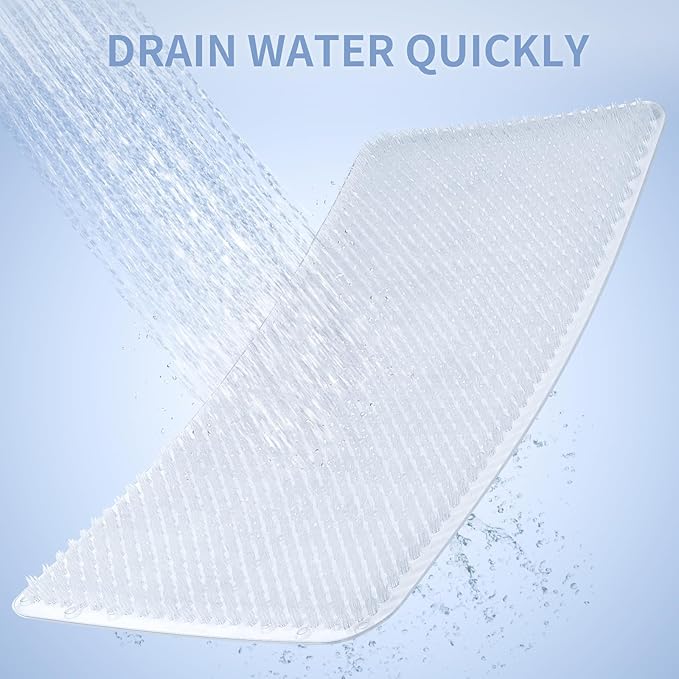 Yolife Shower Foot Scrubber Mat, Anti-Slip Bath Mat with Scrub Bristles, Soft Shower Foot Massager with Strong Suction Cups for Soothe Achy Feet, 25.6" x 13.4"