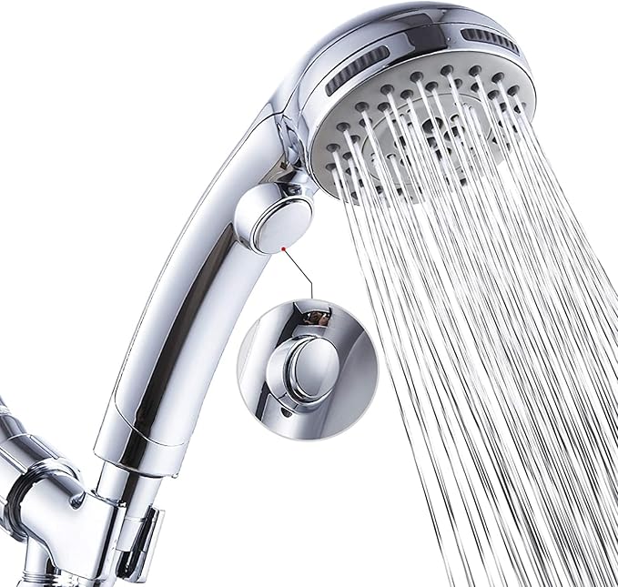DOILIESE High Pressure Shower Head with Handheld Spray 6 Settings Hand Held Shower Head with On Off Switch and Spa Spray Mode 60 In Hose, Chrome