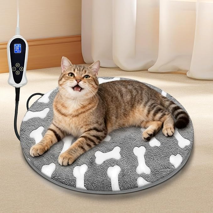 Bestio Cat Heating Pad，16 in Dog Cat Heating Pad，Obtained MET and UL Dual Certification,Smart Thermostat Switch from 1-24 Hours,Indoor Pet Heating Pad for Cats Dogs, Rabbit Pet Heated Pad