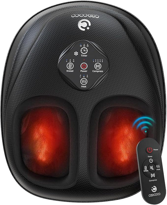 CooCoCo 2026 Upgrade Shiatsu Foot Massager with Heat, FSA Eligible Feet Massager for Plantar Fasciitis & Neuropathy, Foot Warmer with Kneading, Rolling, Compression, Remote Control
