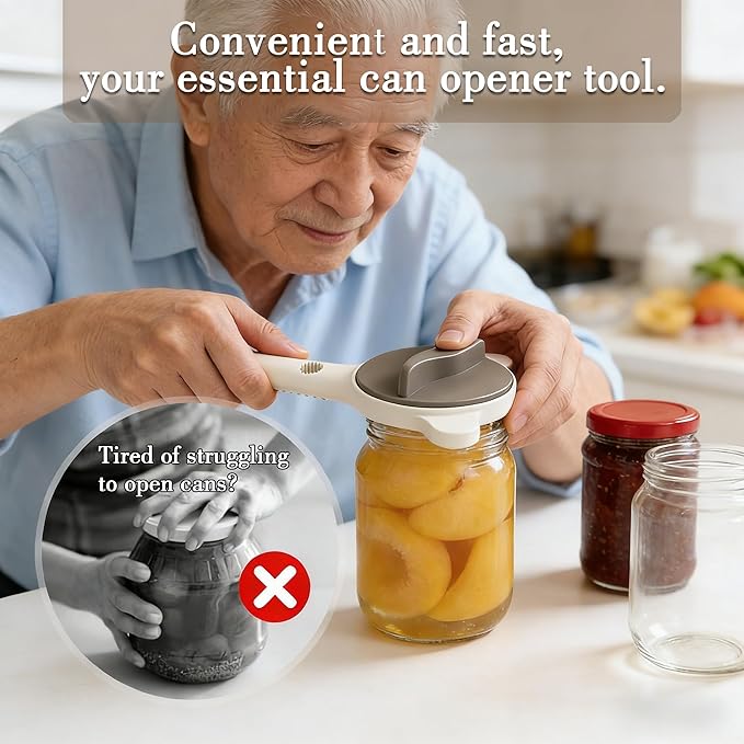 Jar Opener for Weak Hands & Seniors - Multi-Size Retractable Bottle and Jar Opener, ABS Can Opener for Jars Bottles Cans, Ergonomic Kitchen Helper for Arthritis