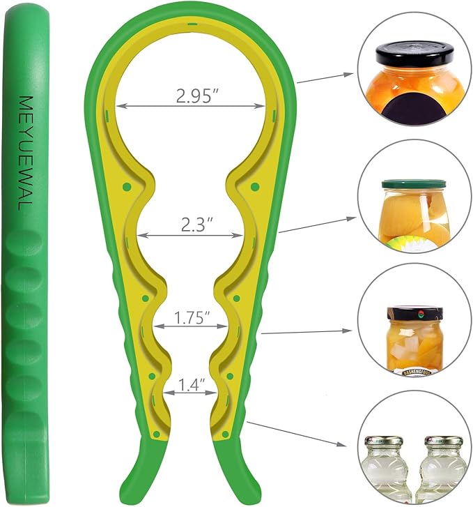 Jar Opener, 6 In 1 Bottle Opener Can Opener for Weak Hands, Jar Openers for Seniors with Arthritis, Multifunctional Lid Opener Kit, Easy Jar Opener Tool for Elderly Adults Kids (Green)