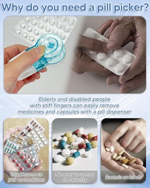 Monthly Pill Organizer 2 Times a Day, FRIWOLE Medicine Box with Portable Weekly Pill Bag, Pill Taker Remover, Pill Cutter and 2 Sticker(Blue, 2 Times a Day)