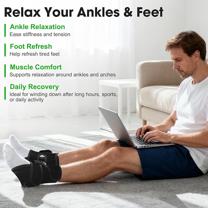 2 Pack Cordless Ankle Massager with Heat, Foot Massager for Pain Relief, FSA Feet Massager, Ankle Heating Pad, Foot Heating Pad, Foot Ankle Massage, Foot Ankle Heating Pad, HSA Eligible, Black