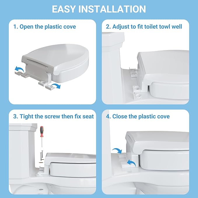 Raised Toilet Seat for Seniors, Elongated Elevated Toilet Seat with Soft Close Lid, Quick Release & Easy Installation, Easy to Clean - Ideal for Elderly, White