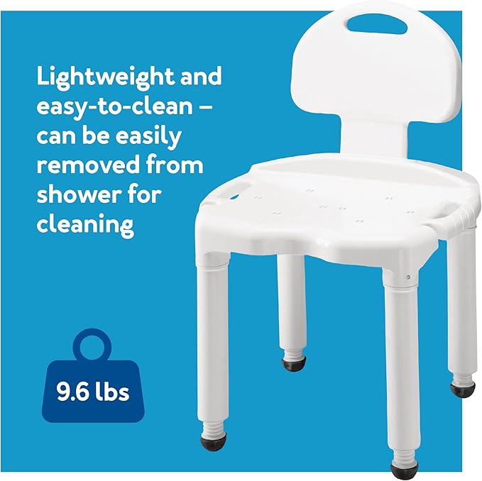 Carex Bath Seat And Shower Chair with Backrest for Seniors, Bath Chair For Elderly, Disabled, Handicap, and Injured Persons, Supports Up To 400lbs, Shower Seat For Inside Shower, Made in USA