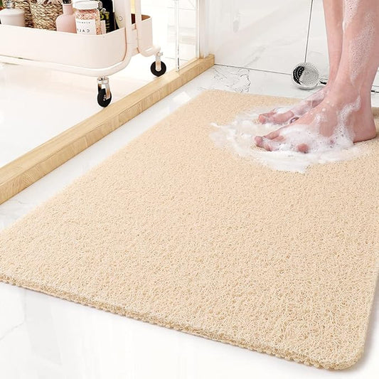 Non-Slip Bathtub Mat, 16x 24 Inch, Shower Mats for Bath Tub, PVC Loofah Bathroom Mats for Wet Areas, Quick Drying