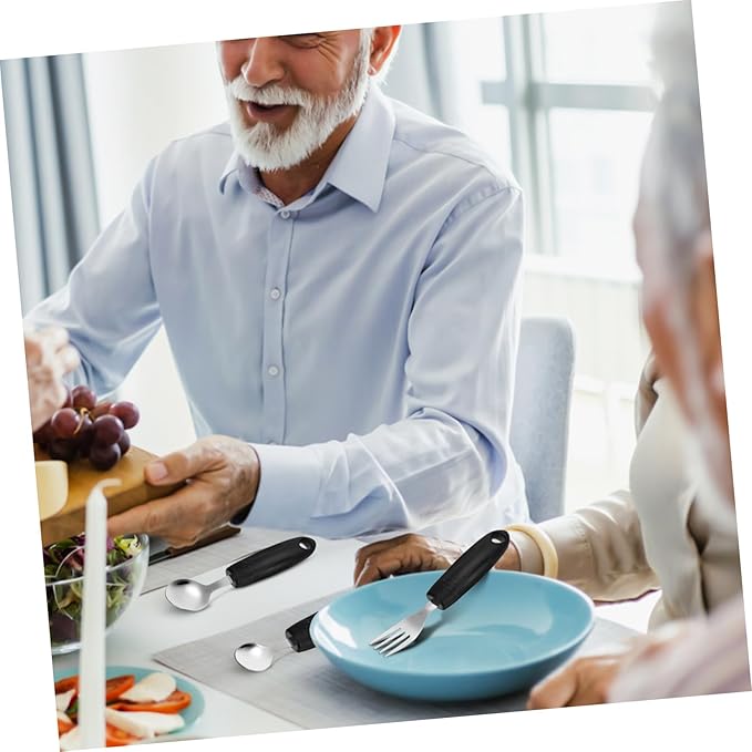 Elderly Adaptive Weighted Utensils Set Hand Tremor Cutlery with Comfortable Grip for Seniors Stainless Steel Easy to Use Dining