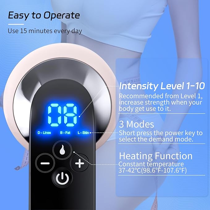 Lymphatic Drainage Massager & Body Massage Tool, Helps Reduce Stretch Marks & Cellulite, for Legs, Arms & Belly, Body Sculpting Machine with Microcurrent, Light, Heat & Vibration