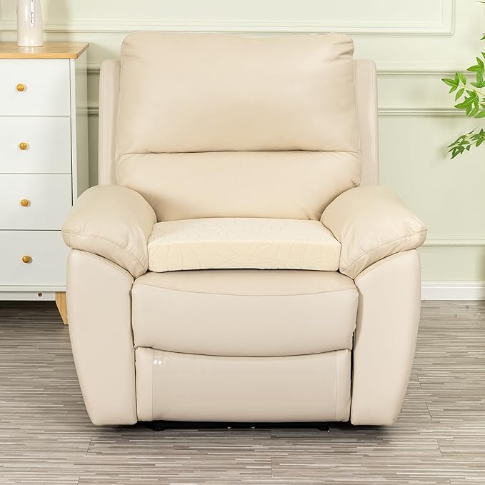 Recliner Cushions for Long Sitting Foam Seat Cushion Soft Tufted Layer for Elderly Seniors, Recliner Chair, Floor Pillow, Office Chair, Car, No Pressure on Thighs, 20X20X3 Inch - Leaves Beige