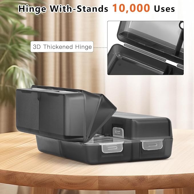 FYY Daily Pill Organizer, 7 Compartments Portable Pill Case Travel Pill Organizer,[Folding Design] Pill Box for Purse Pocket to Hold Vitamins,Cod Liver Oil,Supplements and Medication-Clear Black
