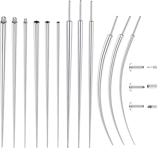GEMQUEEN Piercing Taper Ball Grabber Tool for Changing Jewelry - 14G 16G 18G 20G Stainless Steel Flat Back Earrings Applicator Tool Threadless Insertion Pin Thread Body Piercing Kit for Ear Nose Lip