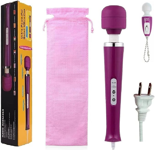 Power Big Handheld Electric Back Body Massager for Woman Sport Recovery Muscle ACH Pain Shoulder Neck Leg Hand Foot Massage Tool (Purple Big Massage and Purple Mini Tool)