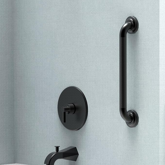 1-1/4" Knurled Grab Bar, ADA Compliant Bath Safety Shower Handrail, Bathroom Mobility Aid Handle for Seniors and Disabled, Heavy Duty 500lbs Support