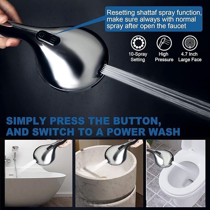 7.5" Rotatable Dual Shower Head with Handheld Combo, Kids Friendly Low 3-Way Diverter, Adjustable Slide Bar for Whole Family Use, Enjoy High Pressure Rainfall Spa Shower, Polished Chrome Finish
