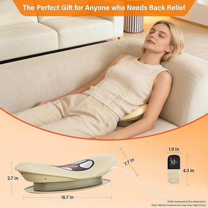 Electric Lower Back Massager with Spinal Decompression - Lumbar Traction Device with Heat & Vibration, Dynamic Airbag Adjustment for Sciatica Pain Relief, Home Use & Muscle Stiffness Gift for Parents