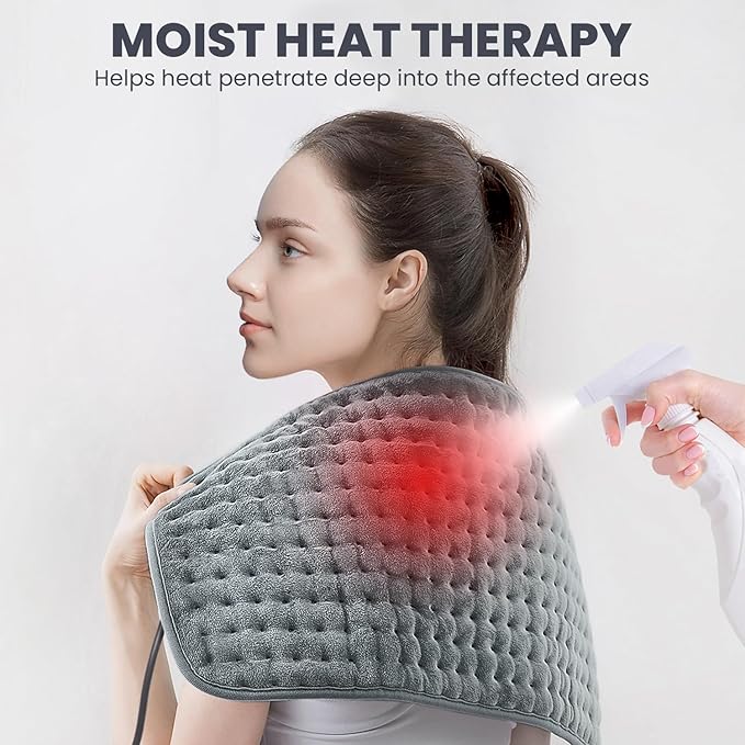 Heating Pad - Electric Heating Pad for Back Pain and Cramps Relief, Moist Heat Pad for Shoulder, Knee, Neck, 6 Heat Settings & Auto Shut Off and Machine Washable, 24" x 12"