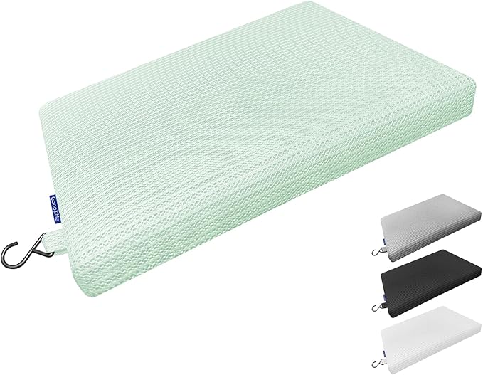 Gooo&Ma Non-Slip Waterproof Shower Seat Cushion Bathtub Pillow Shower Chair Bench Bathtub Cushion - with 3D Mesh & Hook - Bath Pillow，for Elderly，Pregnancy - Washable and Quick Drying(Green)