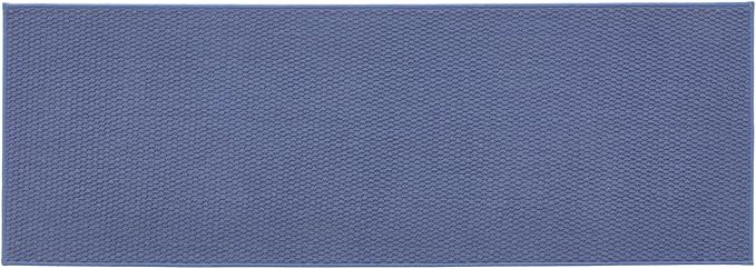 TYUU Bathroom Runner Rugs, Long Bath Mat Runner Washable Thin Quick Dry Low Pile Bathroom Runner Rugs Non Slip, Denim Blue 24"x70"