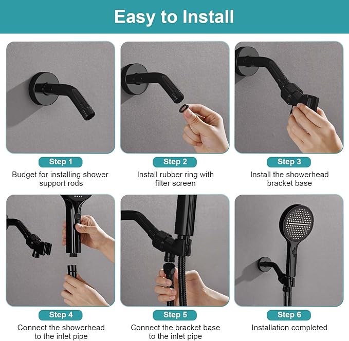 Shower Head with Handheld,Sliding Control High-pressure Water Outlet and 79 Inch Hose,5 Connection Modes and 1 Modes Wash To Clean Tub, Tile & Pets,5.1-Inch Panel and Connecting Bracket Matte Black