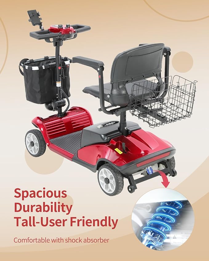 Mobility Scooter,330lbs Capacity,4 Wheel Mobility Scooters for Seniors/Adults with 18 Miles 350W 330LBS Capacity,Detachable Lithium Battery, Adjustable Seat,Shock Absorber