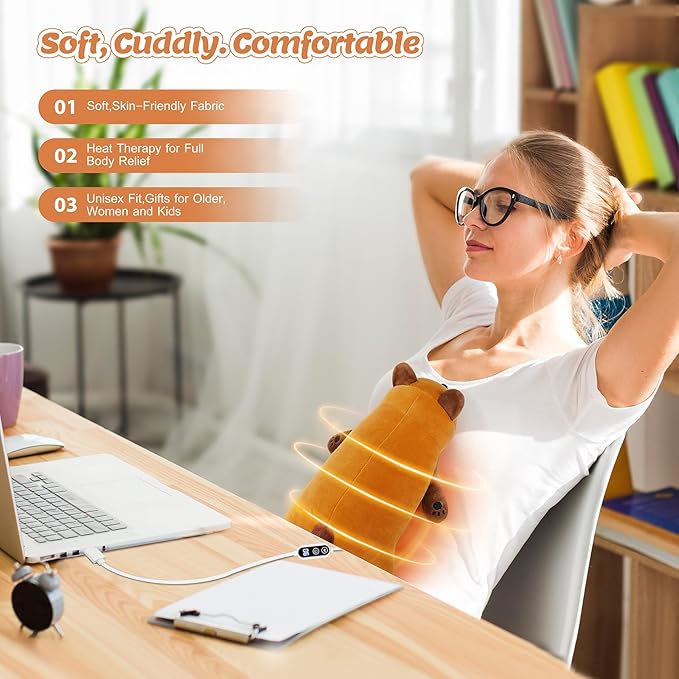 Electric Heating Pad for Period Cramps, Cuddly Cute 14'' Red Panda Plush with a Hot Soft Belly USB Powered, Menstrual Heating Pad Neck Shoulder Pain Relief, Gift for Daughter Wife Period Heating Pad