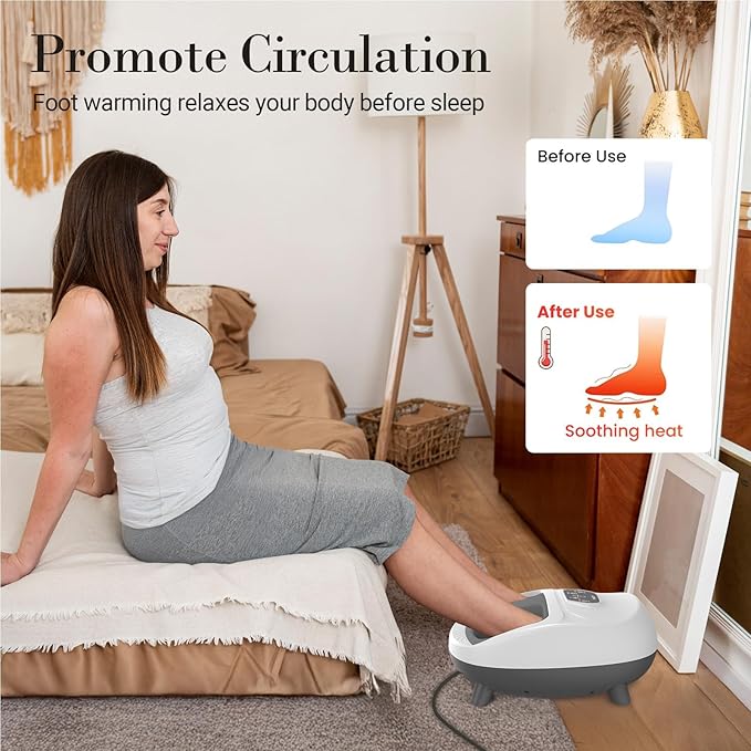 CuPiLo Foot Massager with Heat, Upgraded Full Feet Shiatsu Massage, Remote Control Multi-Level Settings Foot Massager for Neuropathy(White)