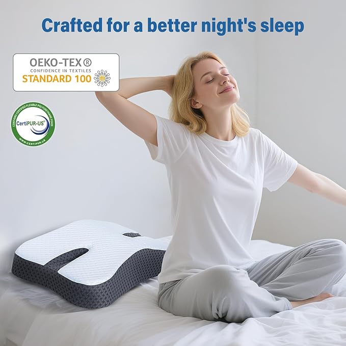 SAHEYER Anti-Snoring Pillow for Side Sleepers, Stop Snore Aid with Memory Foam, Orthopedic Pillow for Sleeper, Snoring Solution and Remedy, Anti-Snore Devices, Grey