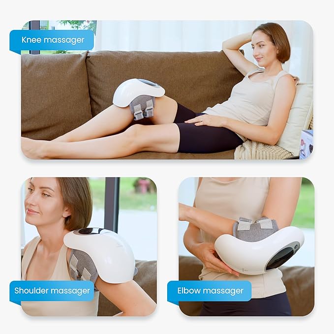 COMFIER Cordless Knee Massager with Heat,Vibration Knee Pain Relief,Red LightTherapy,Upgraded Heated Knee Brace with 18.9 Inch Knee Straps, Rechargeable Knee Massage with Large LED Screen,Gift