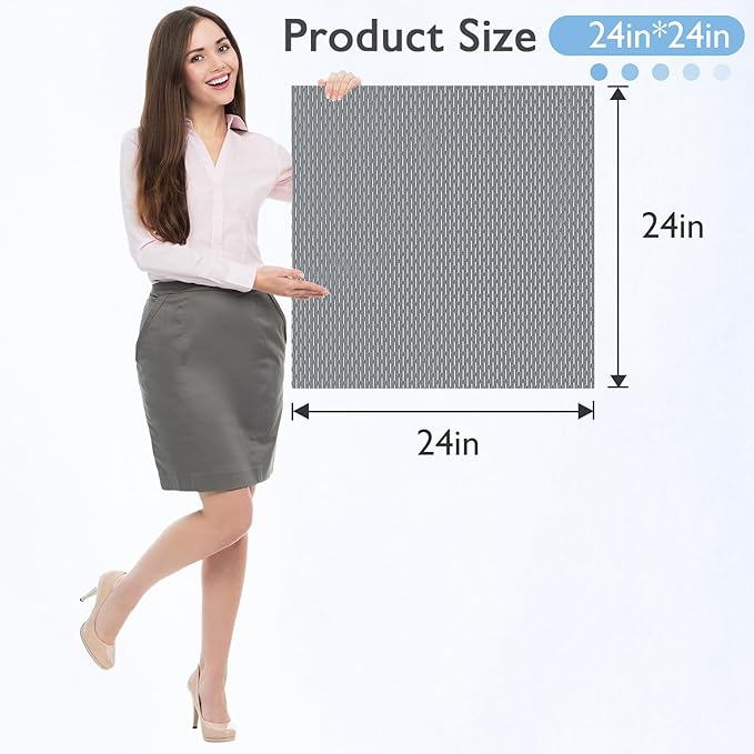 Extra Large Non-Slip Shower Mat, Fast-Dry PVC Bath Stall & Tub Mat, Drain-Hole Design,for Shower Stall Tub for Elderly/Kids，Non Slip Bathroom Safety Accessory，Gray 24"x24"
