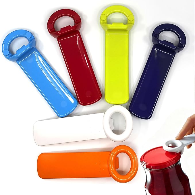 6 Pcs Jar Key Opener for Weak Hands, Elderly & Children - Plastic Jar Lid Opener with Easy Grip Hand Held 5.5" Colorful Design