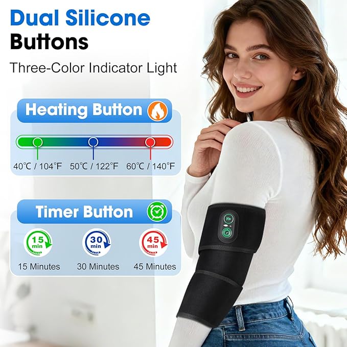 Cordless Heating Pad for Arm & Elbow for Pain Relief, 5000mAh Rechargeable Arm Heating Pad, Extra Long Arm Heating Pad Sleeve,Large Area Heated Elbow Wrap with 3 Heating Levels & Timer