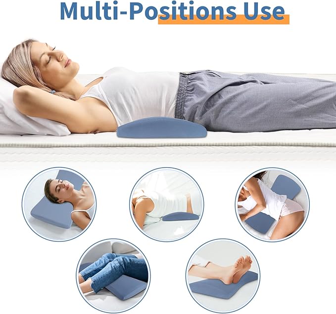 vamorry Lumbar Pillow for Sleeping, Lumbar Support Pillow for Bed for Back Pain Relief, Memory Foam Lower Back Pillow for Bed, Back Support Pillow for Side & Back Sleepers, Washable Cover