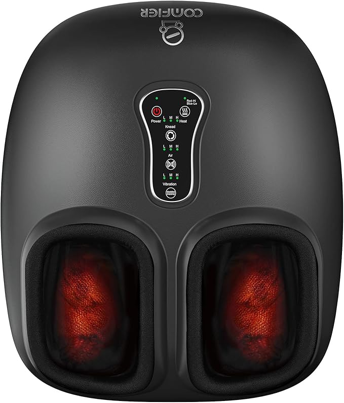COMFIER Shiatsu Foot Massager with Fast Heat,Kneading Rolling Compression,Extra Vibration, FSA Eligible HSA Store, Plantar Fasciitis,Neuropathy Pain,Mothers Day Gifts for Women,Bigger Size to 13“