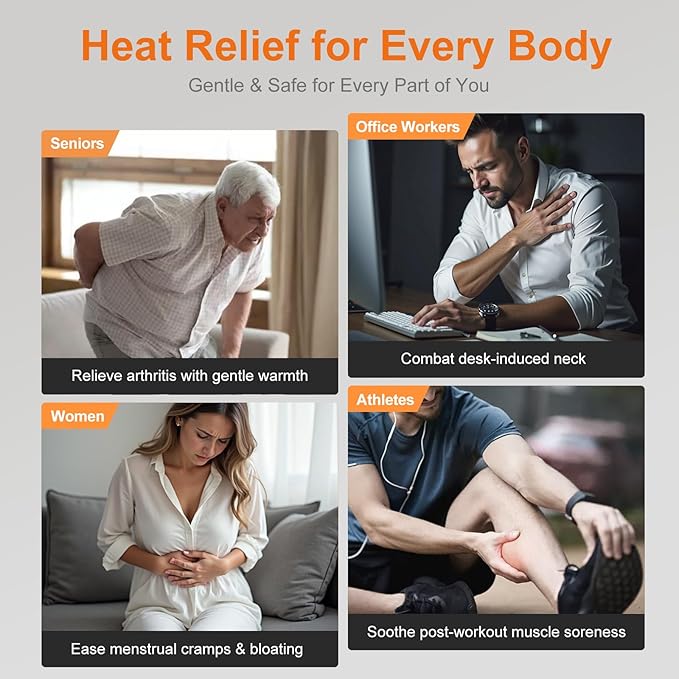 Weighted Heating Pad for Back & Cramps Relief, 17" x 33" Extra Large Electric Heat Pad with Waist Belt for Neck Shoulders