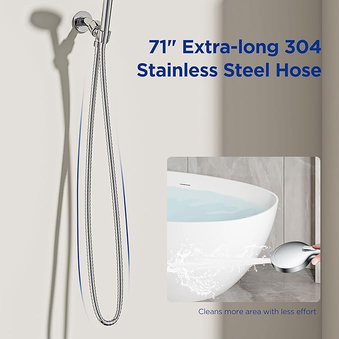 JOMOO Filtered Shower Head with Handheld, 5 Inch High Pressure howerhead with Replaceable Filter Cartridge for Hard Water Remove Chlorine for for Hard Water, 71” Shower Hose for Bathroom