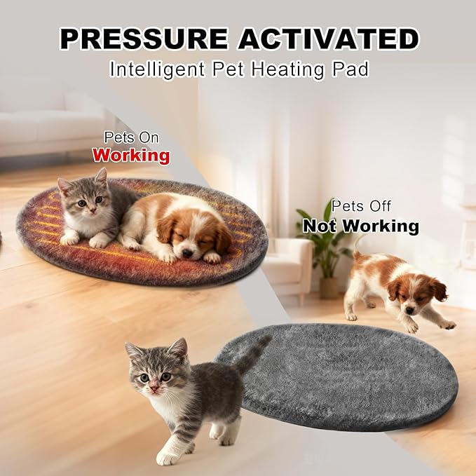 uncn Dog Cat Heating Pad Pressure Activated 15 X 17 Pet Heat Pack Automatic Electric Heated Bed Mat for Indoor Warming Pad Chew Resistant Cord, Adjustable Temperature Waterproof Washable (Small)